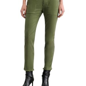 NiLi Lotan Raw HemCrop Cotton Stretch Twill Pant in Green